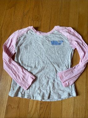Vineyard Vines Pink Raglan Long Sleeve Tee with Blue Whale